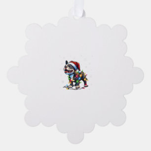 Funny French Bulldogs Christmas Santa Hat Lights S Ornament Card