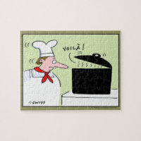 Funny French Chef Cartoon Art Voila Gourmet