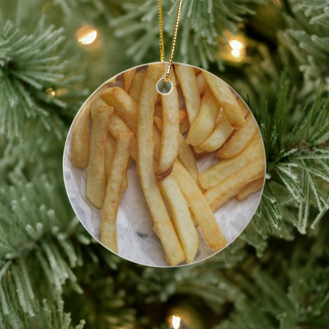 Funny French Fries Fast Food Golden Potatoes  Ceramic Ornament (Tree)