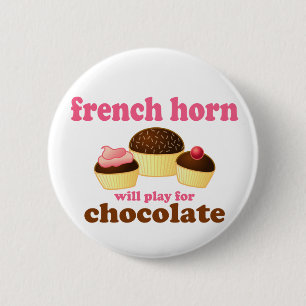 Funny French Horn Button
