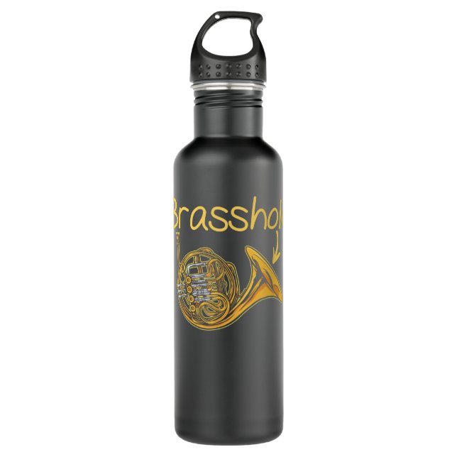 Funny French Horn Instrument, Brasshole Hornist Ho 710 Ml Water Bottle (Front)