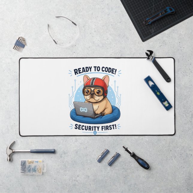 Funny Frenchie Coder Cybersecurity Dog Sticker Desk Mat (Workstation)