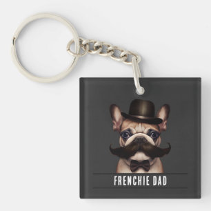 Funny Frenchie Dad Custom Name Double Sided  Keychain