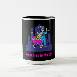  Funny Frenchies in the City   Cute Cartoon French Mug