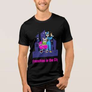  Funny Frenchies in the City   Cute Cartoon French Tri-Blend Shirt
