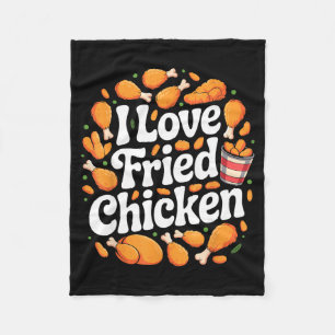 Funny Fried Chicken Art For Men Women Kids Fast Fo Fleece Blanket