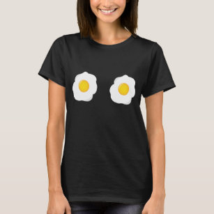 Funny Fried Egg Boobs Flat Chested Foodie T-Shirt