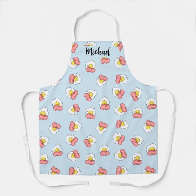 Funny Fried Egg Kawaii Food pattern  Apron (Front)