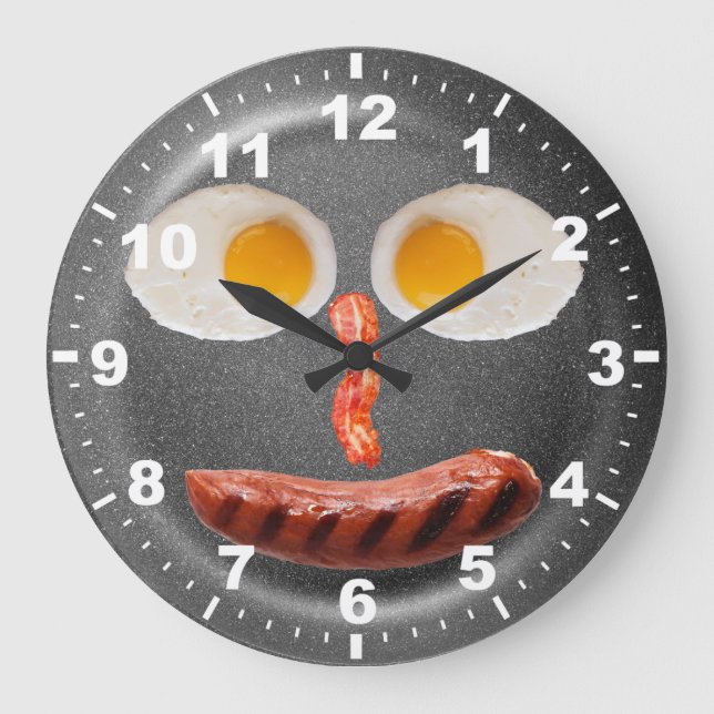 Funny Fried Eggs Kitchen Wall Clock (Front)