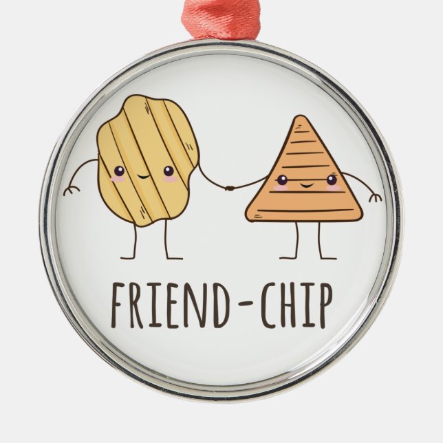 Funny Friend-chip potato chips Metal Ornament (Front)