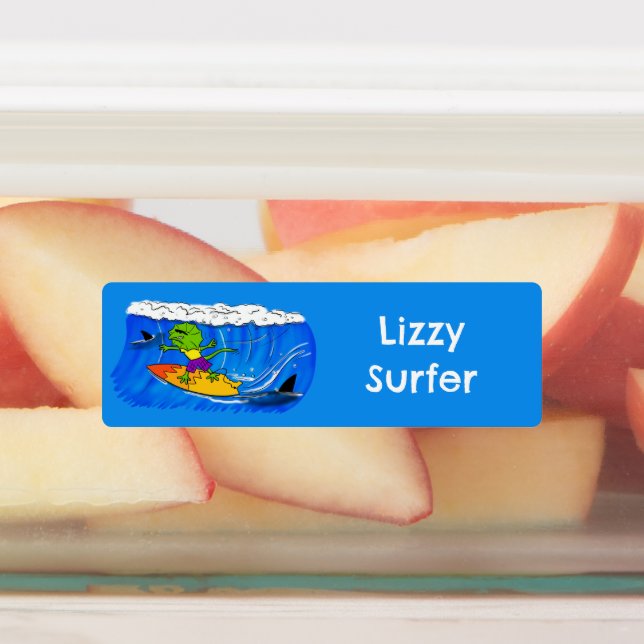 Funny frill neck lizard surfing personalized (Affixed)