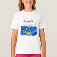 Funny frilled neck lizard surfing cartoon