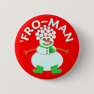 Funny 'Fro Snowman Christmas 2 Inch Round Button