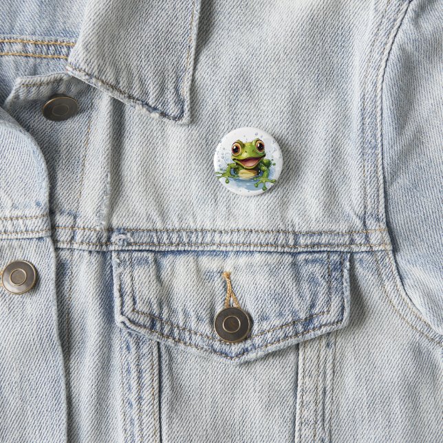 Funny frog 1 inch round button (In Situ)