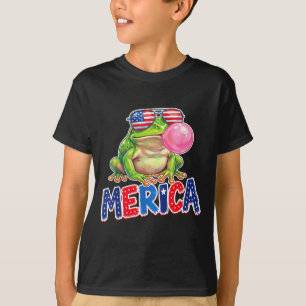 Funny frog 4th of july men women american flag usa T-Shirt