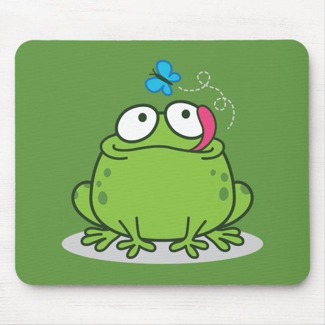 Funny frog and butterfly design mouse pad (Front)