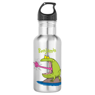 Funny frog and fly cartoon 532 ml water bottle