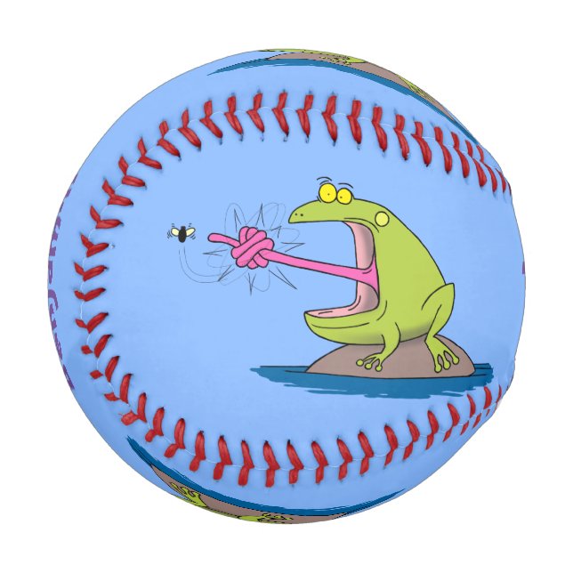 Funny frog and fly cartoon baseball (Front Left)