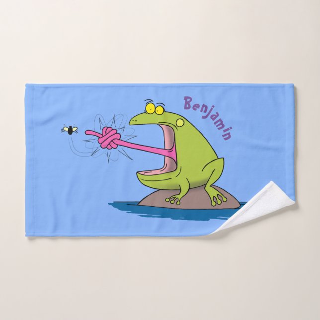 Funny frog and fly cartoon bath towel set (Hand Towel)
