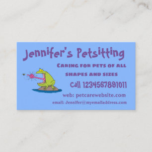 Funny frog and fly cartoon business card
