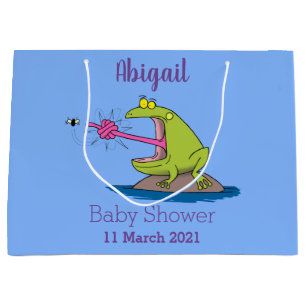 Funny frog and fly cartoon large gift bag