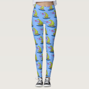 Funny frog and fly cartoon leggings
