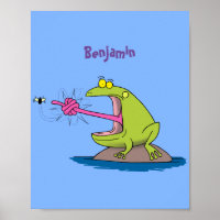 Funny frog and fly cartoon