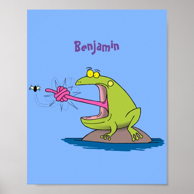 Funny frog and fly cartoon poster (Front)