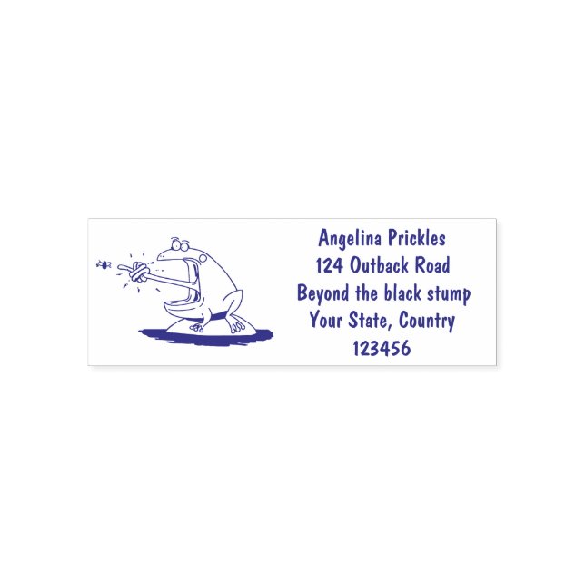 Funny frog and fly cartoon self-inking stamp (Design)