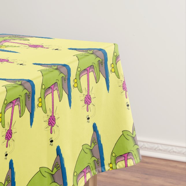 Funny frog and fly cartoon tablecloth (In Situ)