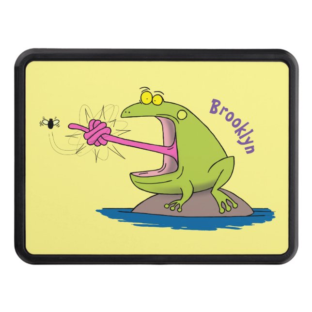 Funny frog and fly cartoon trailer hitch cover (Front)