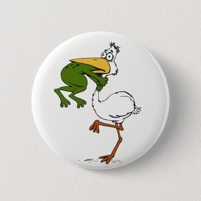 Funny Frog and Pelican 2 Inch Round Button (Front)