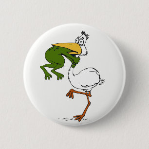 Funny Frog and Pelican 2 Inch Round Button