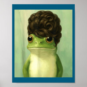 Funny Frog Beehive Bob Haircut Meme Poster