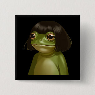Funny Frog Bob Haircut Meme Frogs Animal Lovers 2 Inch Square Button