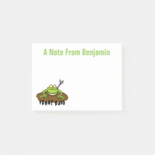 Funny frog catching fly cartoon design post-it notes