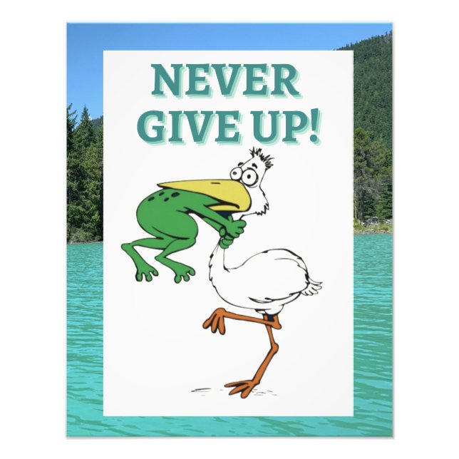 Funny Frog Choking Bird Inspirational Poster (Front)
