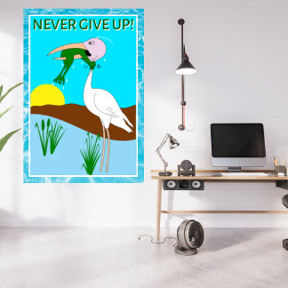 Funny Frog Choking Bird Inspirational Poster