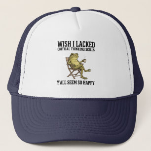 Funny Frog Critical Thinking Skill Sarcastic Humou Trucker Hat