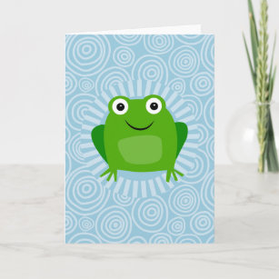Funny Frog - Cute Froggy On Blue Card