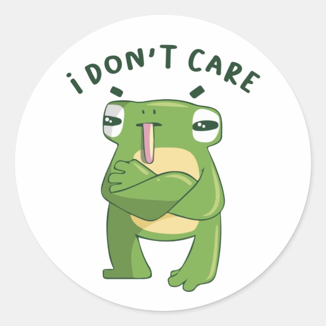 Funny frog doesn't care  classic round sticker (Front)
