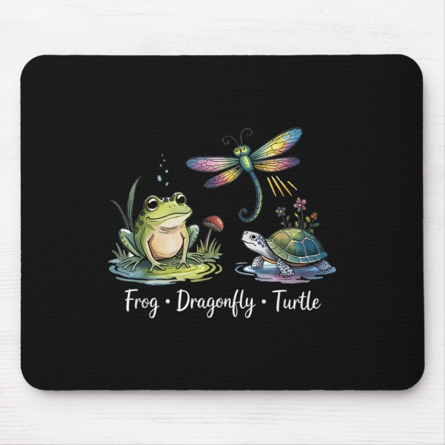 Funny Frog Dragonfly Turtle  Mouse Pad (Front)