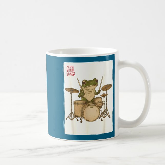 Funny Frog Drum Rock Music Kawaii Japanese  Coffee Mug (Right)