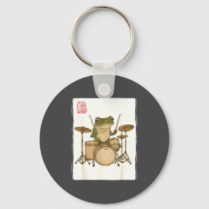Funny Frog Drum Rock Music Kawaii Japanese  Keychain