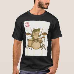 Funny Frog Drum Rock Music Kawaii Japanese T-Shirt
