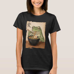 Funny Frog Eating Ramen Japanese Kawaii Anime Vint T-Shirt