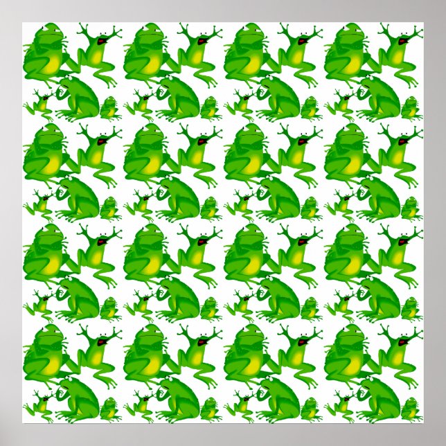 Funny Frog Emotions Angry Mad Curious Scared Frogs Poster (Front)