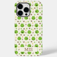 Funny Frog Faces Pattern Monogram 