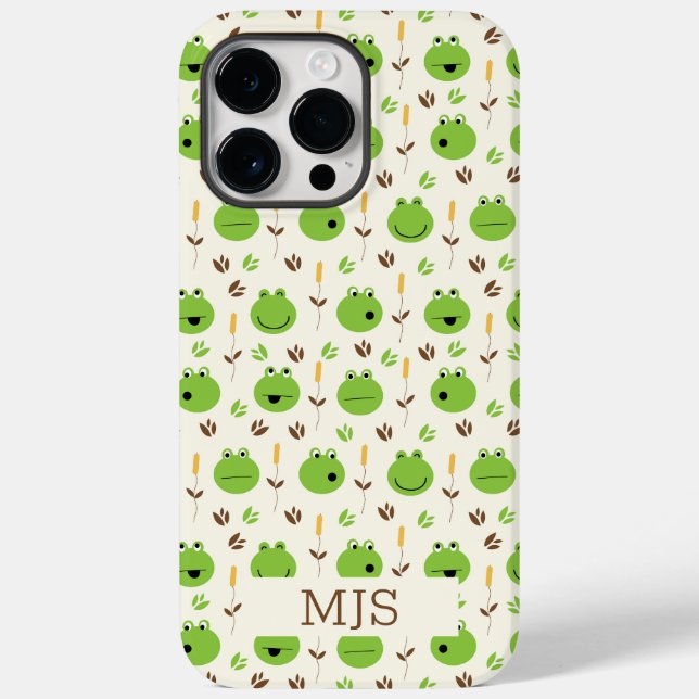 Funny Frog Faces Pattern Monogram  Case-Mate iPhone Case (Back)