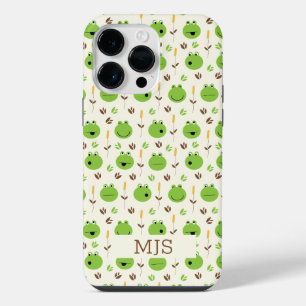 Funny Frog Faces Pattern Monogram  iPhone 14 Pro Max Case